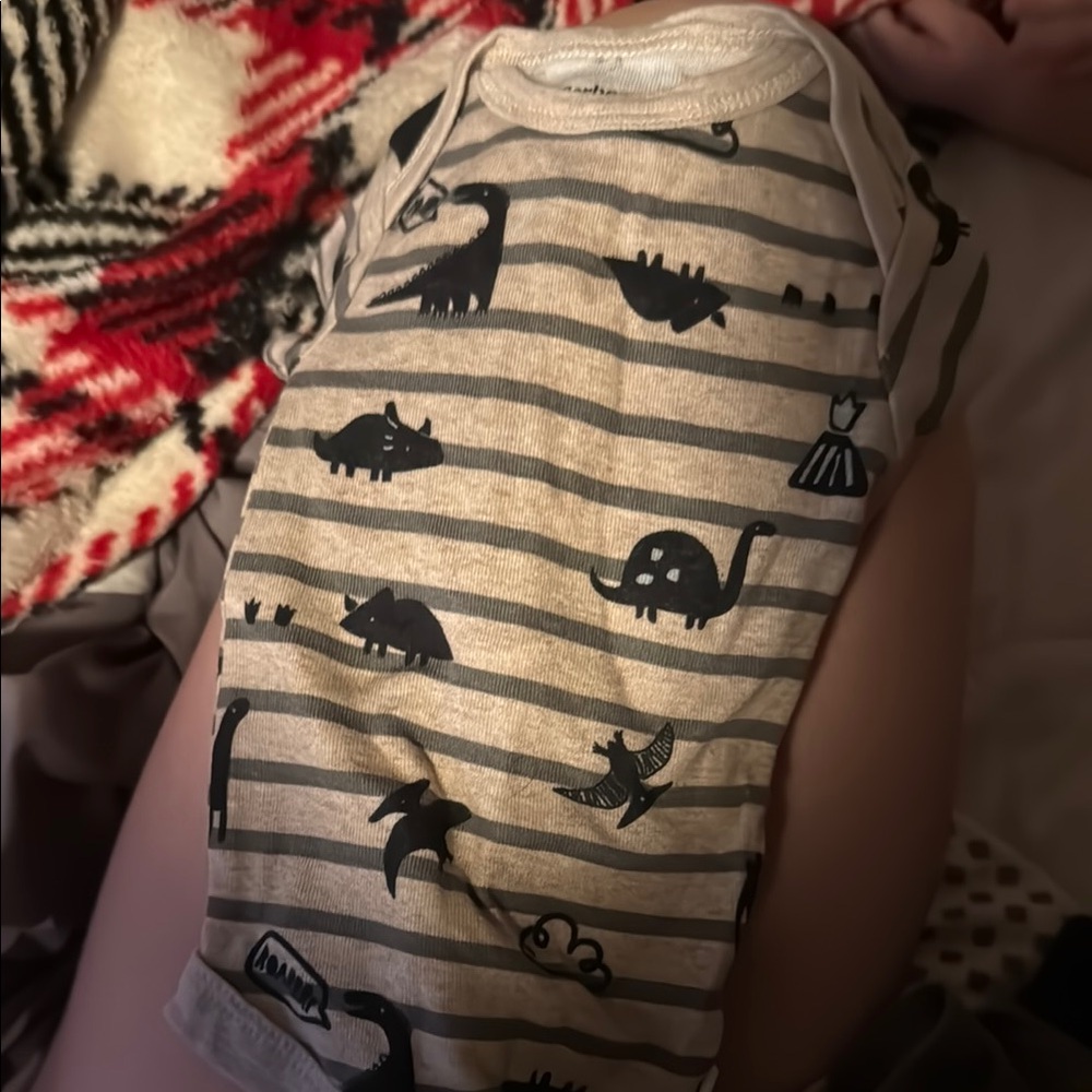 Striped Dinosaur Baby Onesie